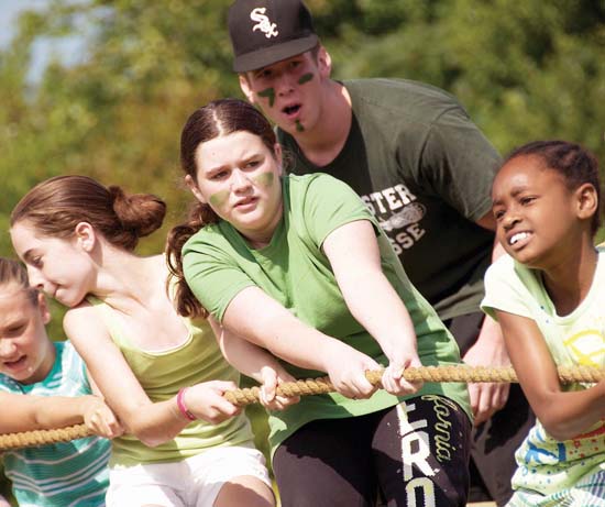 Members of the Green Team from the Boys and Girls Clubs of Dorchester one of many activities offered at Camp Northbound in Bridgton, Maine. The Mark Wahlberg Youth Foundation sponsored the program again this year. More news about the clubâ€™s activities is on Page 14.