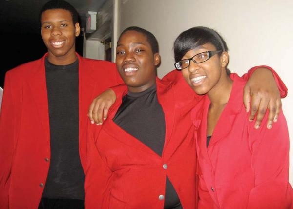 BCC: (L-R) Ashard Jones, Christopher Doman and Gwendolyn Baptiste represented Dorchester in the Boston Children's Chorus' dress rehearsal on Martin Luther King, Jr. Day.