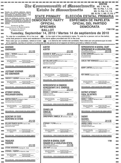 Sample Ballot- Sept. 14, 2010 election