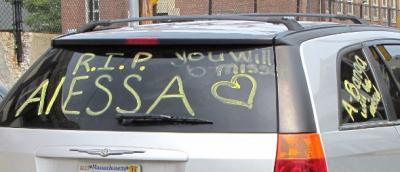 Parked near the courthouse.
