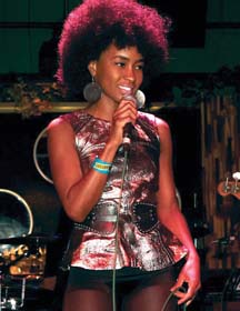 Shea Rose performs on the Red Bull Soundstage at the SXSW festival in Austin, Texas last week.: Photo courtesy Rox www.roxnrollin.com