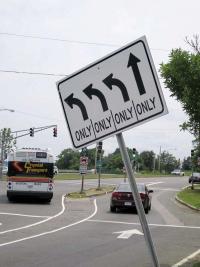 Morrissey intersection: Bottleneck poses hazard for pedestrians, aggravation for motorists. Photo by Bill Forry