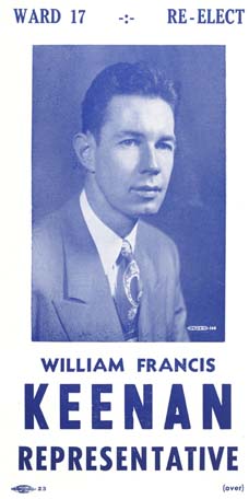 Rep. Keenan: A poll card from 1958. Courtesy Keenan family