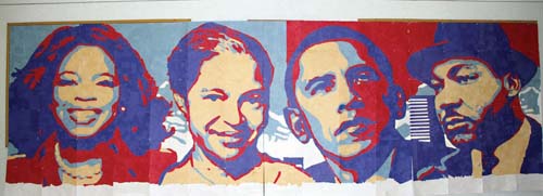 Black History Mural: One of several Joseph Lee School murals salutes Oprah Winfrey, Rosa Parks, President Obama, Dr. Martin Luther King, Jr.