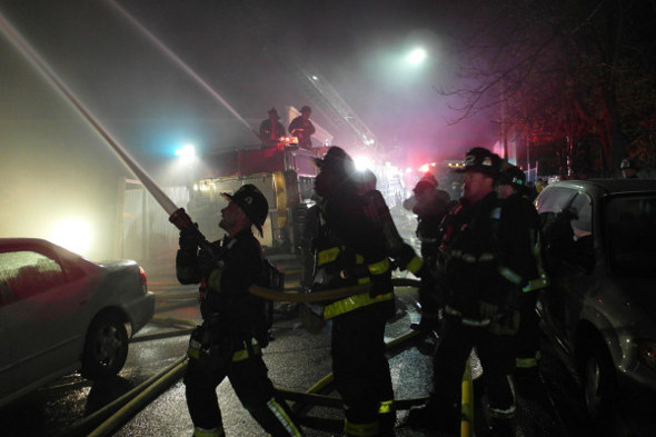 Firefighters attack the fire. Photo by BFD.