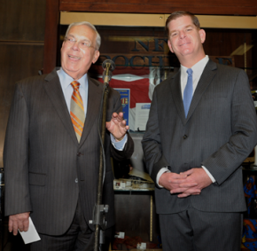 Mayor Menino and Mayor-elect Walsh: Walsh admits to some nerves on Tuesday evening, but says: "I just got a feeling." Photo courtesy Mayor's Office