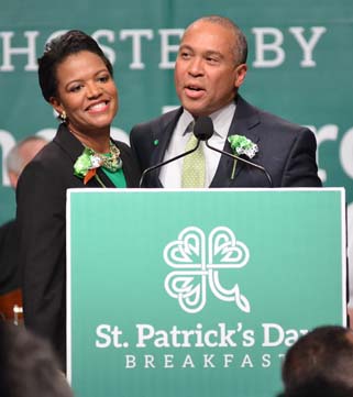 Sen. Forry with Governor Patrick: The governor quipped: “Have a good look everybody. This is what a Forry and a Patrick looks like these days." Photo © Don West