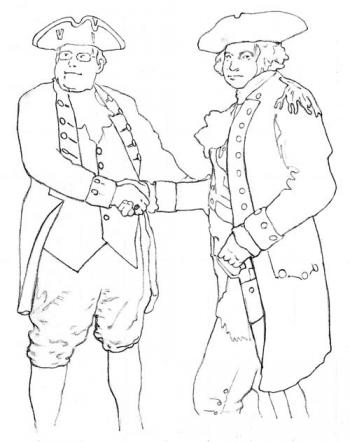 Washington and Knox: Colonel Knox and General Washington. Illustration by James Tobin