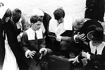 Landing Day circa 1983: The late Rev. James K. Allen of First Parish Church led the reenactment of Dorchester's settlement in 1630.