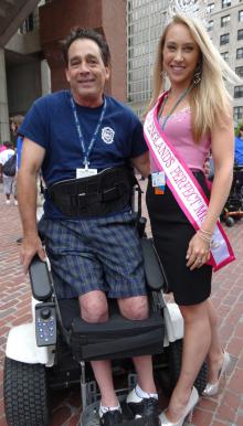 Jerry Donovan and Caitlin Weiler: At the City Hall observance of the ADA anniversary. Photo by India Smith