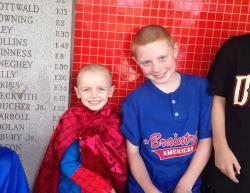 Tommy Kelly and his cousin Brendan Keegan outside of of the “buzz-off” at Florian Hall. Photo by Tricia Keegan