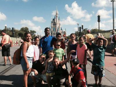 Magic Kingdom: Kids from the Boys and Girls Clubs of Dorchester on Main Street in the Magic Kingdom, Disney World on Thurs., Aug. 28.