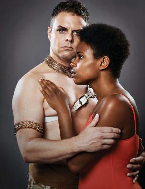 Aida: Actors Gene Dante  and Ta’Nika Gibson star in Fiddlehead Theatre Company’s production of Aida, which opens next Friday at the Strand Theatre. Photo courtesy of Fiddlehead Theatre Company/mattmckeephoto.com