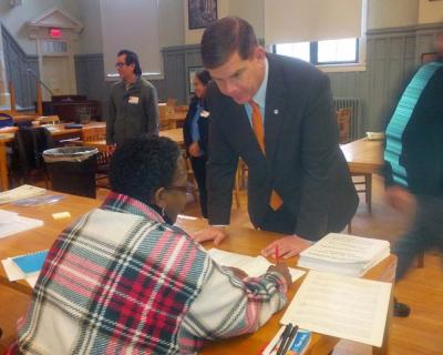 Mayor Walsh votes in Savin Hill, Nov. 4, 2014: Photo by Mike Deehan