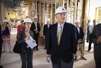 Jack Connors: Jack Connors was among those who toured the Lower Mills campus of Saint John Paul II Catholic Academy on Tuesday afternoon. The campus, formerly known as St. Gregory’s school, is in the middle of a dramatic, $8.4 million renovation project. Connors was one of the key donors and organizers of the Campaign for Catholic Schools, which has funded the work at the Dorchester campuses of the academy. 	George Martell/Archdiocese of Boston photo