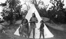 Last Camp?: A Native American encampment atop Savin Hill was depicted in this photo taken by James Stark in 1884. Stark was the president of the Dorchester Historical Society. The photograph was published in a 1907 Dorchester Day  celebrations book prepared by the so