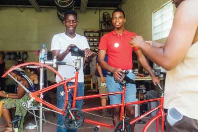 Bowdoin Bike: Celebrated the grand opening of their new location on Southern Avenue near Codman Square on Aug. 15. 	John Savoia photo