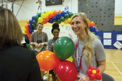 Murphy School teacher Laura Henry was the guest of honor at a school assembly on Nov. 11. 	Photo courtesy Google Impact Challenge