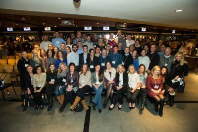Team MR8 2016: Members of the 2016 Boston Marathon Team MR8 gathered for a photo at Fenway Park’s EMC Club on Thurs., Jan. 14.  Photo Copyright Mike Ritter, ritterbin.com