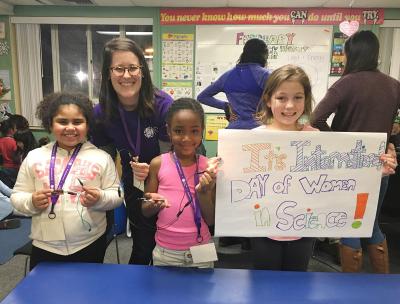 Members of the Science Club for Girls at the Boys &amp;amp;amp; Girls Clubs of Dorchester pictured celebrating the International Day of Women in Science. The Science Club for Girls program is held at our Walter Denney Youth Center site.