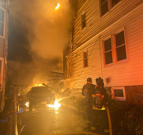 Car on fire on Fairmount Street