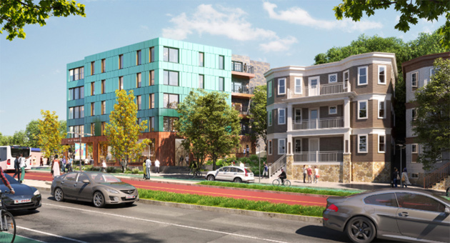 The view from across Blue Hill Avenue