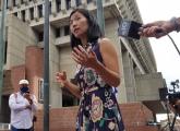 Michelle Wu outside Boston City Hall