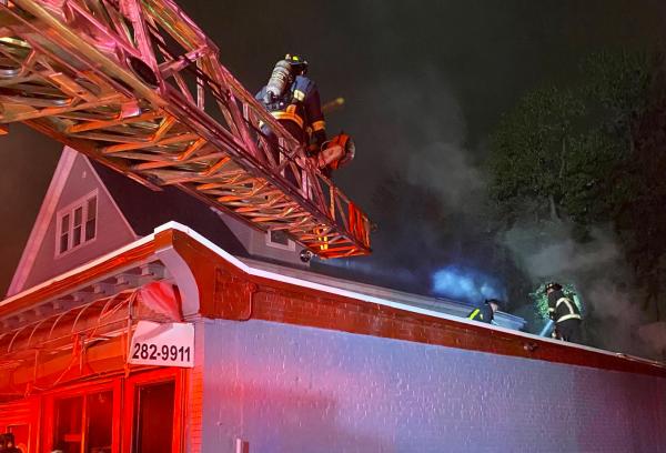 Firefighters at Bowdoin Street fire.